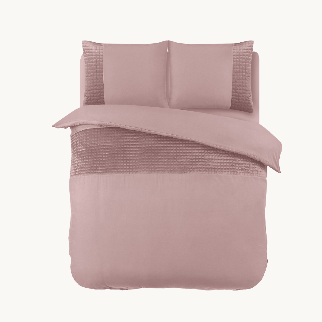 Parure housse de couette Velours/Bordure Velours Chai Latte Rose