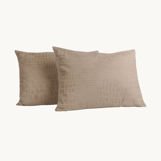 Kussenslopen Velvet Snake Skin Desert Taupe 60x70 cm 2-pack