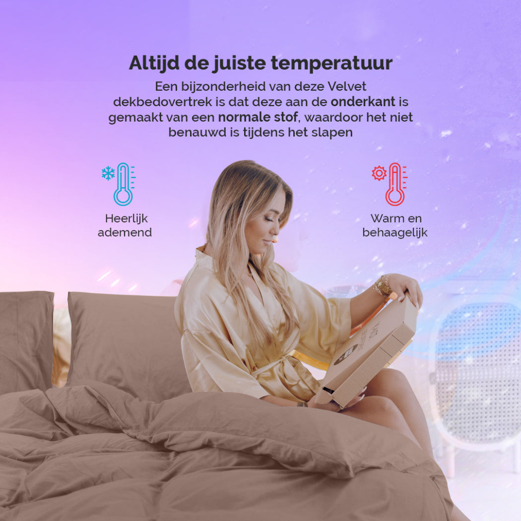 Ensemble housse de couette Velours / Velours Marron Café