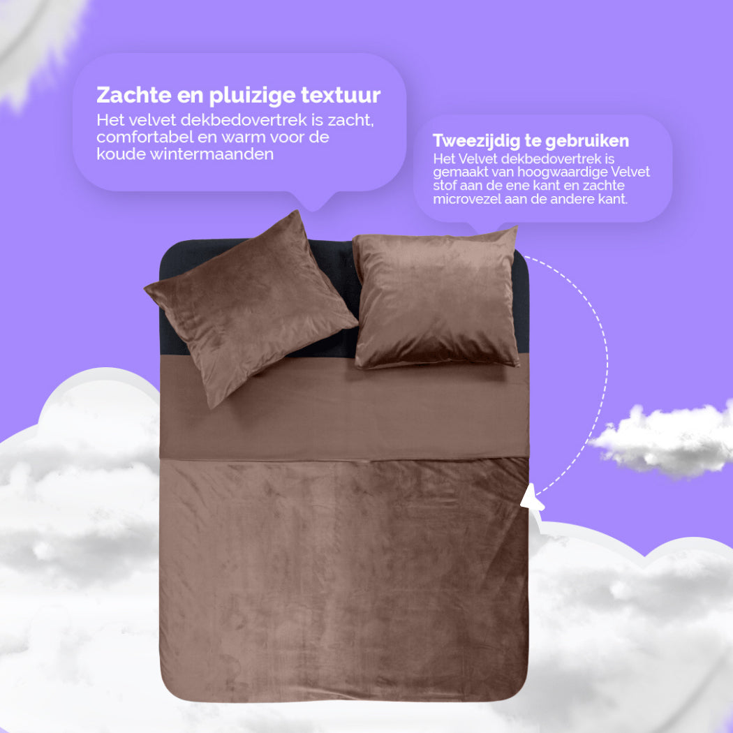 Ensemble housse de couette Velours / Velours Marron Café