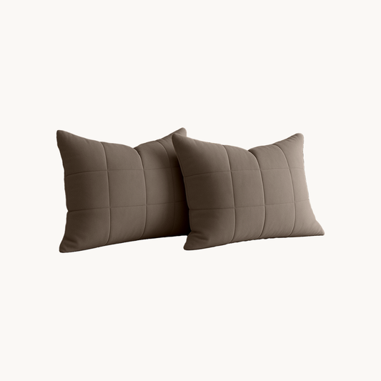 Y-NOT Kussenslopen Vol & Gevoerd Mat Satijn Taupe/Grey 2-Pack 60x70 cm