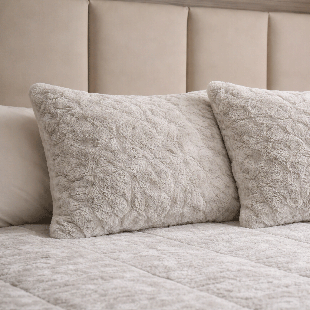 YNOT Cloud Pom Pom Fur Greige kussenslopen 60x70cm 2-Pack