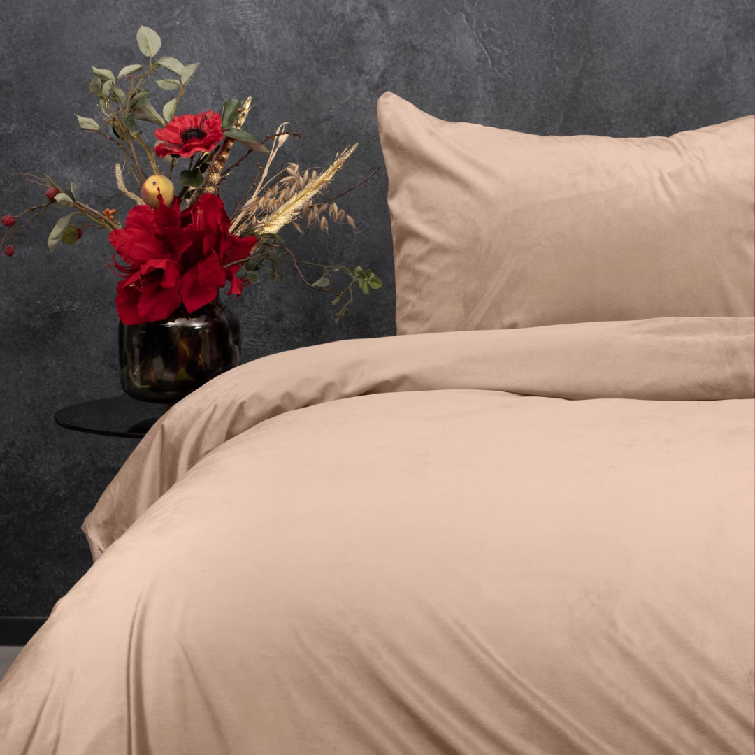 Parure housse de couette - Velours/Velours Nude