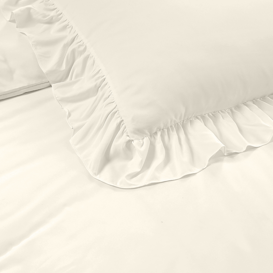 Housse de couette Matte Satin™ Ruffle / Ruffle Vanilla White