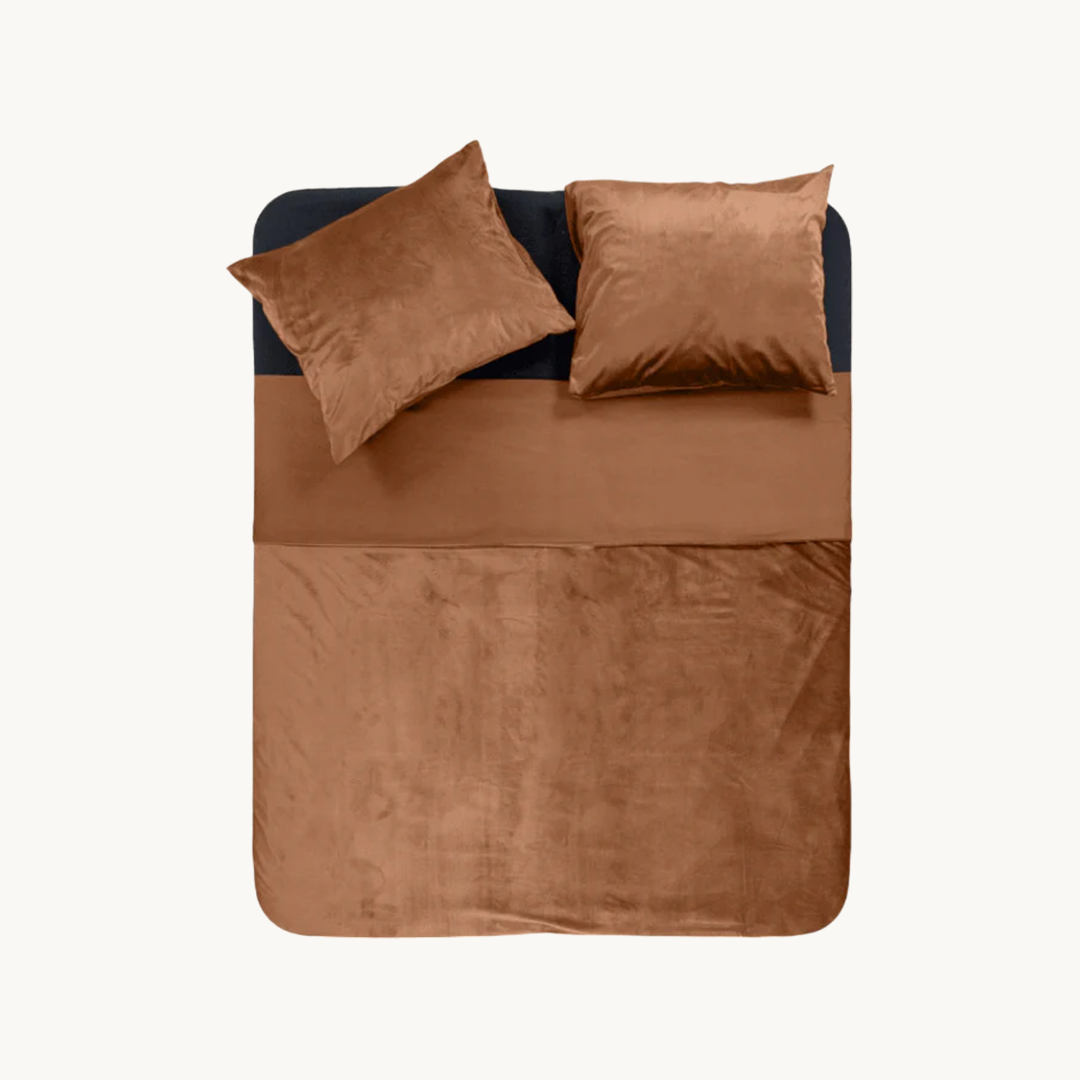 Ensemble housse de couette Velours / Velours Caramel Latte