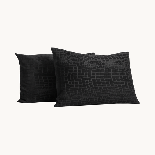 Kussenslopen Velvet Snake Skin Jet Black 60x70 cm 2-pack