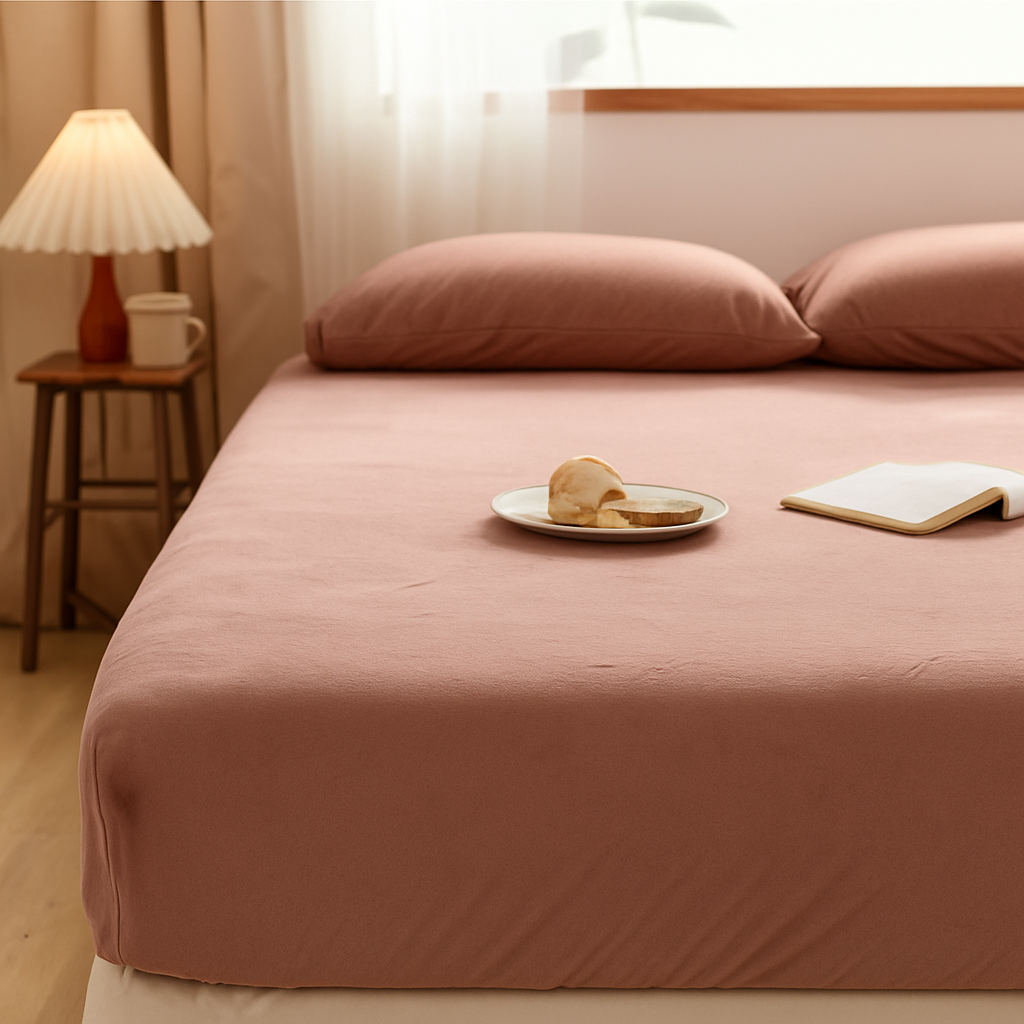 Drap-housse pour matelas velours beige taupe