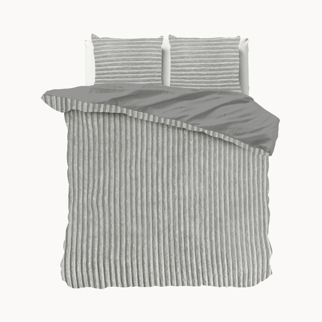 Housse de couette Teddy Rib Gris