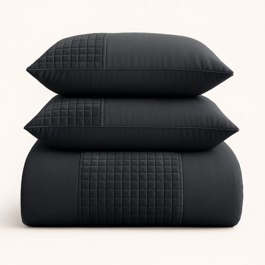 Dekbedovertrek set Velvet Border Obsidian Black