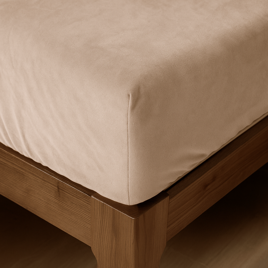 Drap-housse pour matelas velours beige taupe