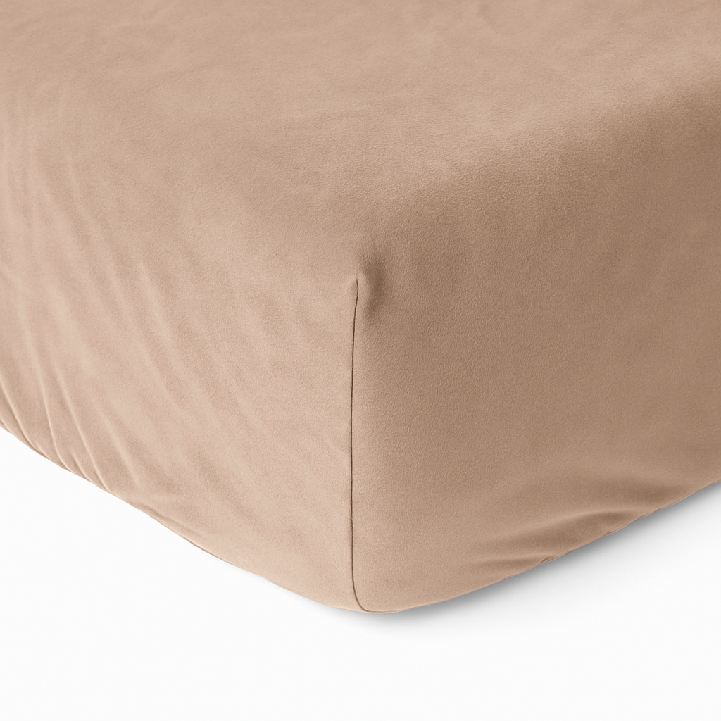 Drap-housse pour matelas velours beige taupe
