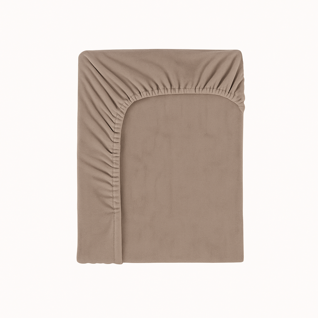 Drap-housse pour matelas velours beige taupe