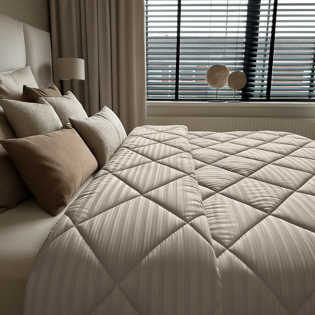 Kussenslopen Hotel Stripe Satin Taupe/grey 60x70cm 2-Pack