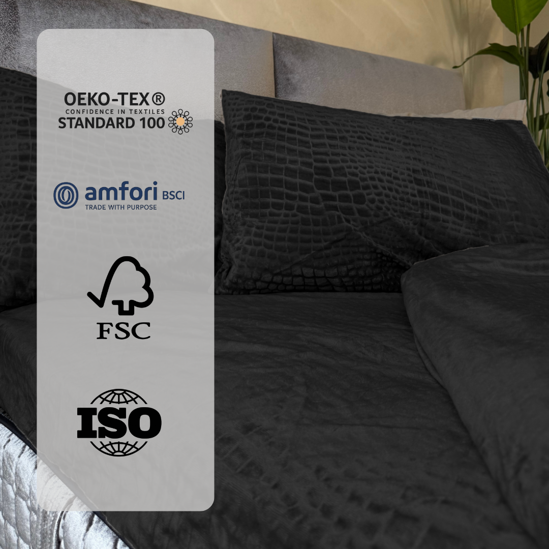 Matras Hoeslaken Velvet Snake Skin - Jet Black