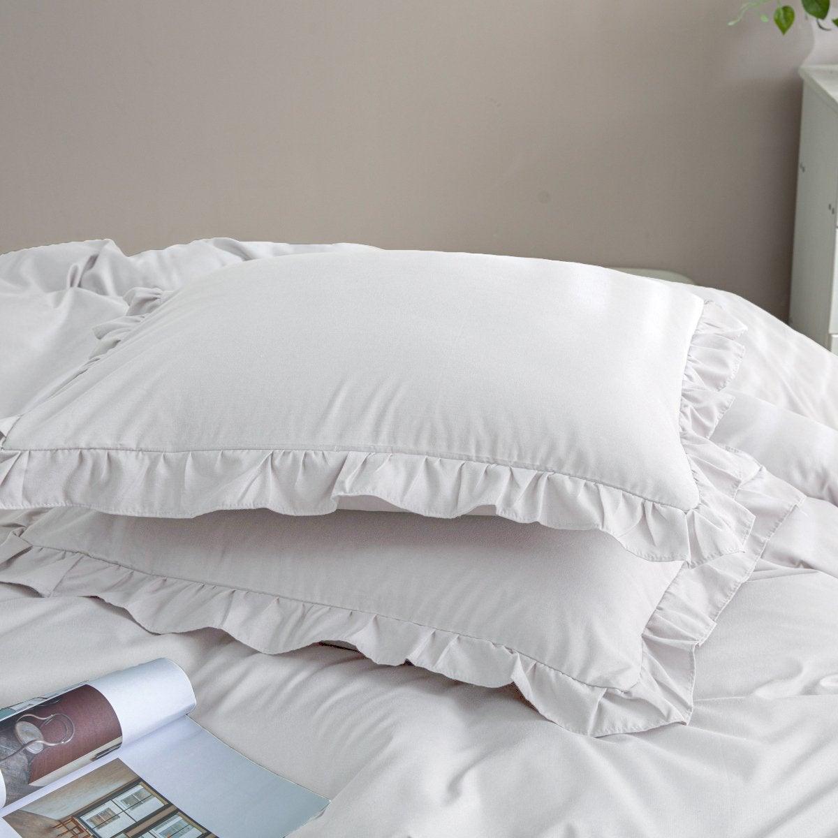 Kussenslopen Mat Satijn Ruffles White 60x70cm 2-Pack