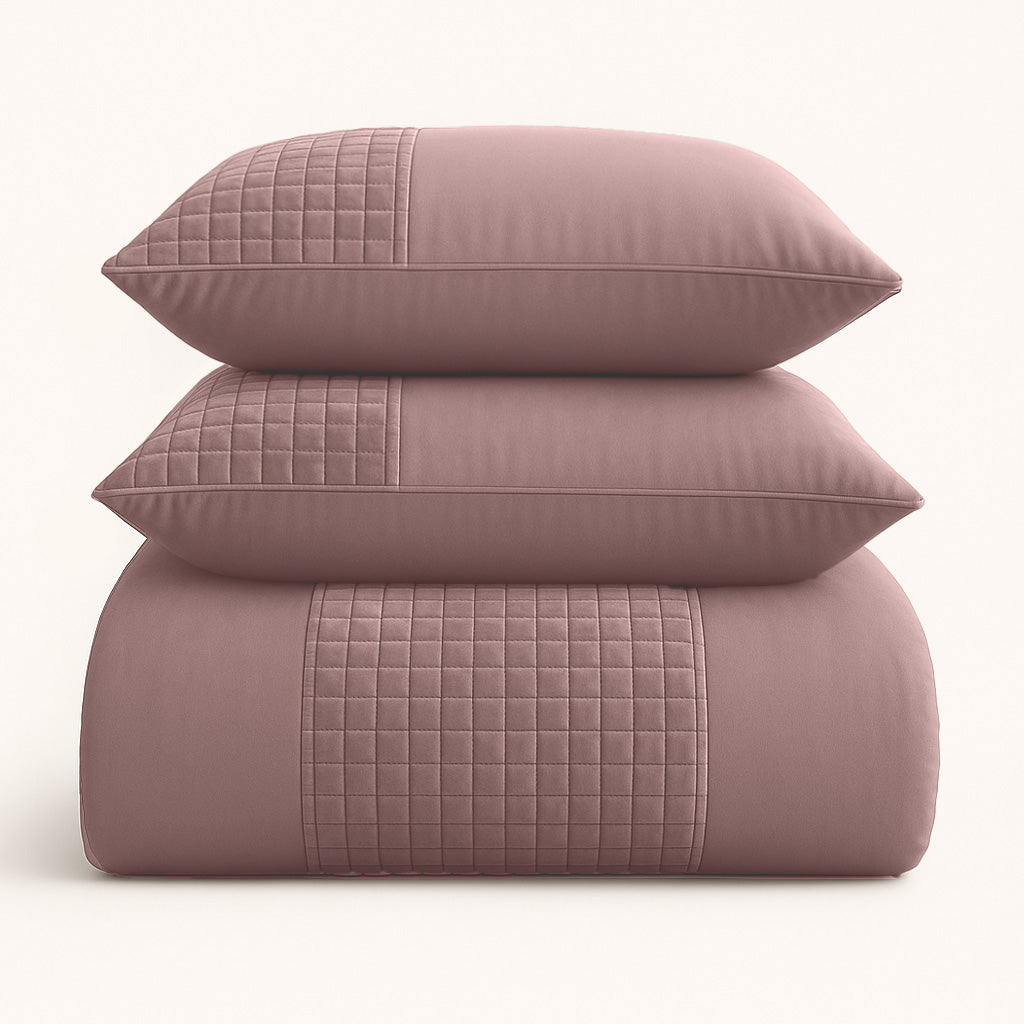 Parure housse de couette Velours/Bordure Velours Chai Latte Rose