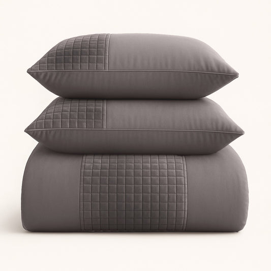 Dekbedovertrek set Velvet Border Iced Coffee Taupe