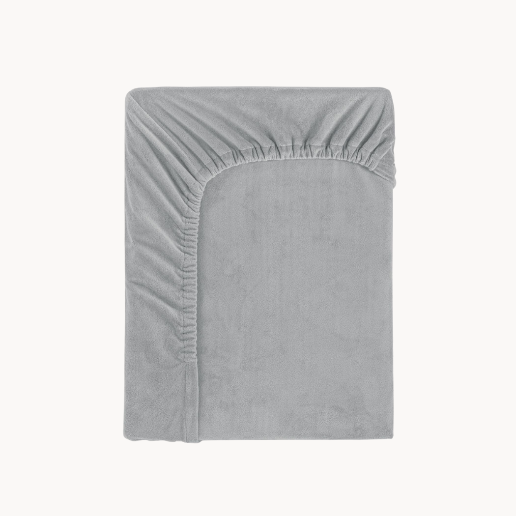 Drap-housse pour matelas velours gris pierre