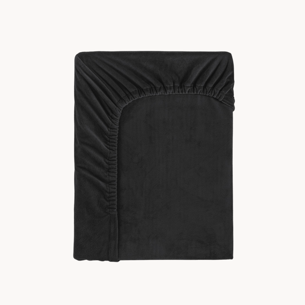 Drap-housse pour matelas velours noir obsidienne