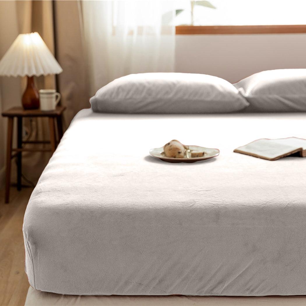 Drap-housse pour matelas velours blanc perle