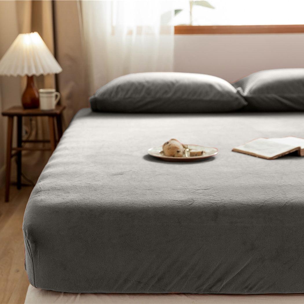 Drap-housse pour matelas velours gris pierre