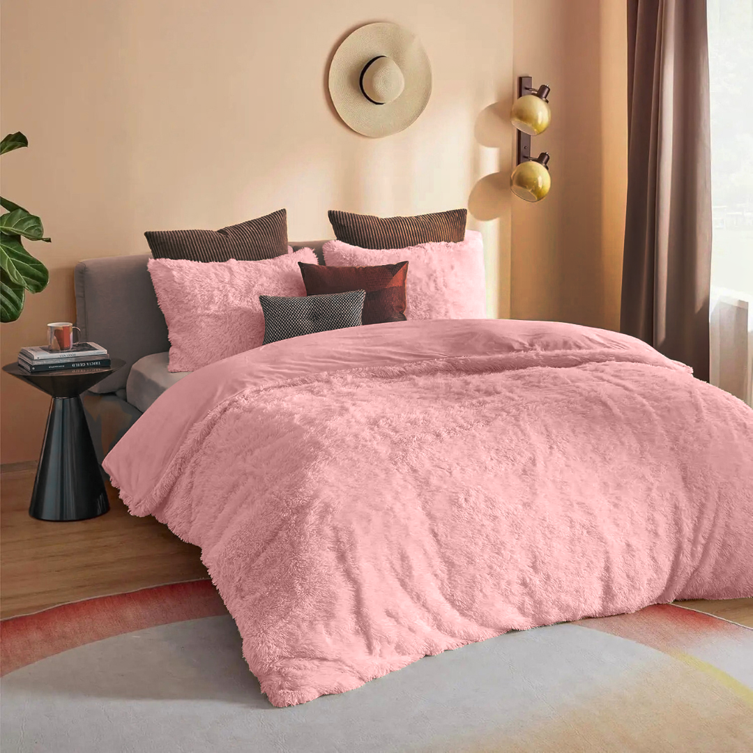 Dekbedovertrek Teddy Fleece Fluffy Nude pink