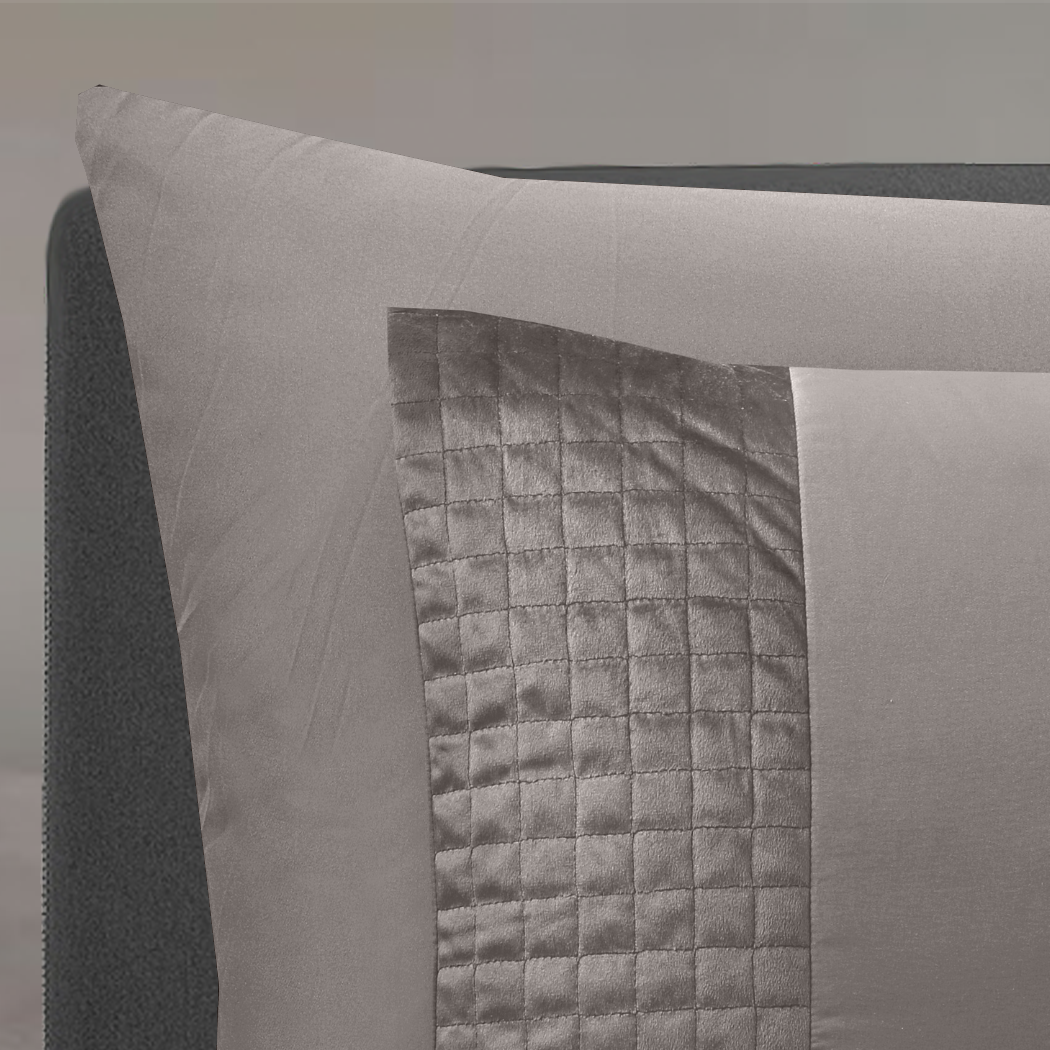 Parure housse de couette Velours/Bordure Velours Café Glacé Taupe
