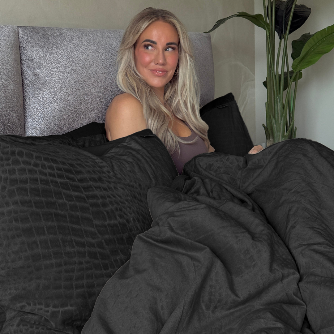 Matras Hoeslaken Velvet Snake Skin - Jet Black