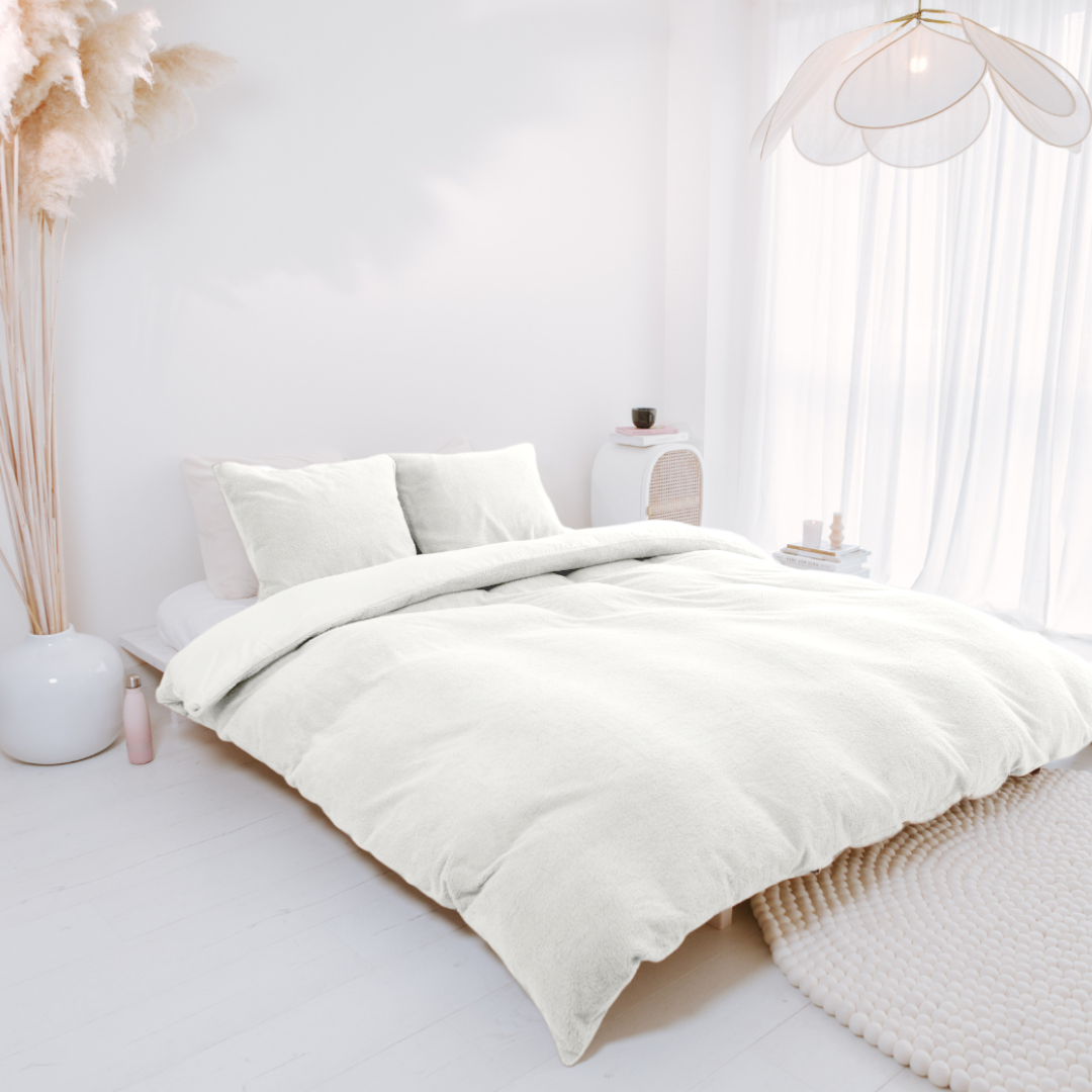 Parure housse de couette Teddy Sleep on Clouds Blanc