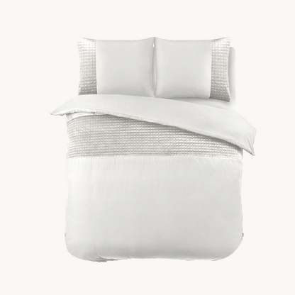Parure housse de couette Velours/Bordure Velours Blanc