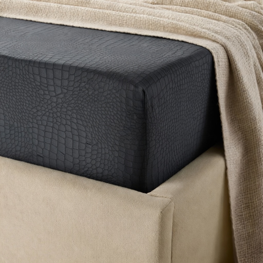 Matras Hoeslaken Velvet  Snake Skin - Jet Black