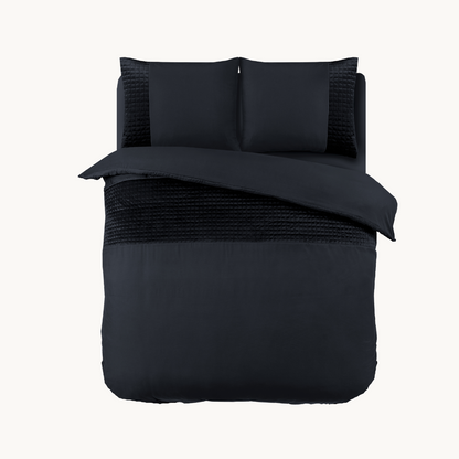 Parure housse de couette Velours/Bordure Velours Obsidienne Noir