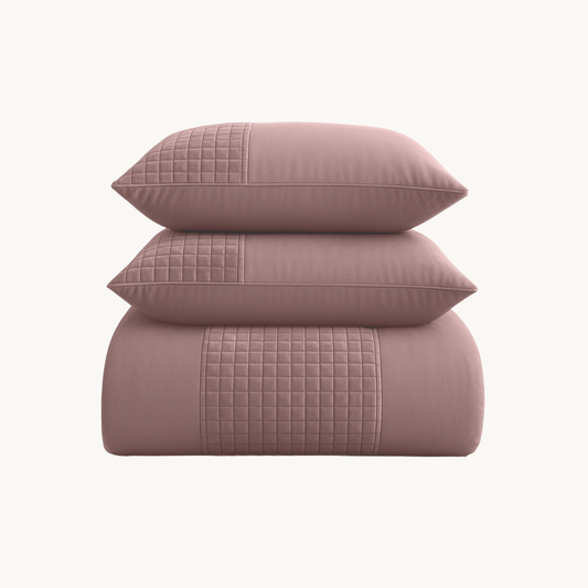 Dekbedovertrek set Velvet Border Chai Latte Pink