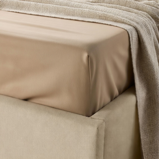 Drap-housse pour matelas velours beige taupe
