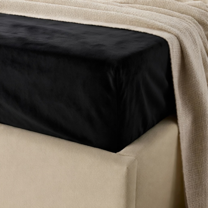 Drap-housse pour matelas velours noir obsidienne