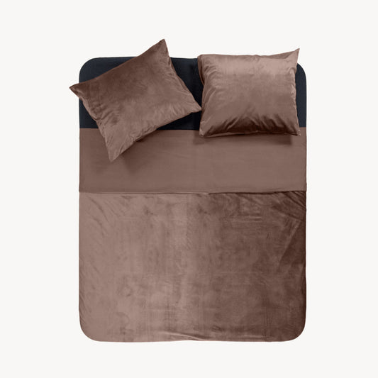 Ensemble housse de couette Velours / Velours Marron Café