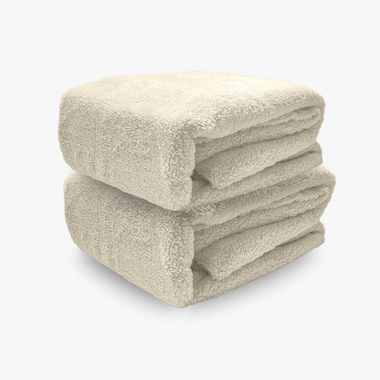 Lot de 2 draps-housses pour matelas Teddy Cappuccino Blanc