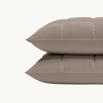 Kussenslopen Vol & Gevoerd Mat Satijn Taupe/Grey 2-Pack 60x70 cm