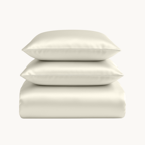 Parure de lit en satin uni Chic Crème
