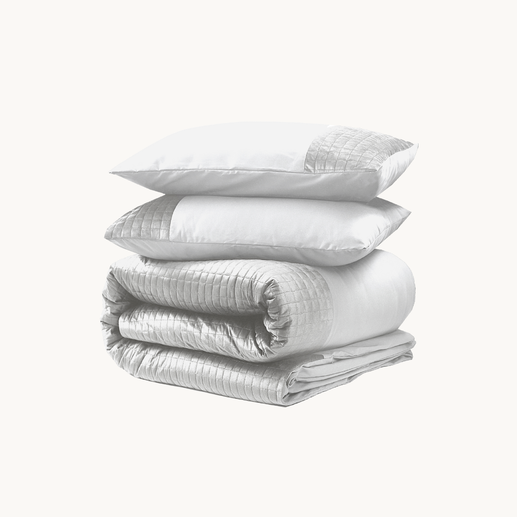 Parure housse de couette Velours/Bordure Velours Blanc