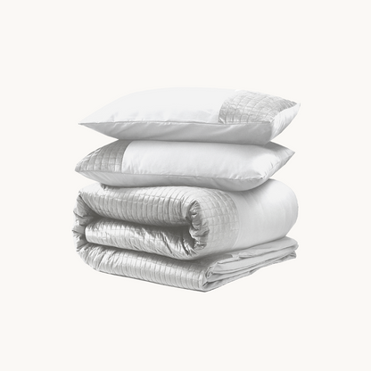 Parure housse de couette Velours/Bordure Velours Blanc