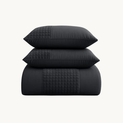 Dekbedovertrek set Velvet Border Obsidian Black