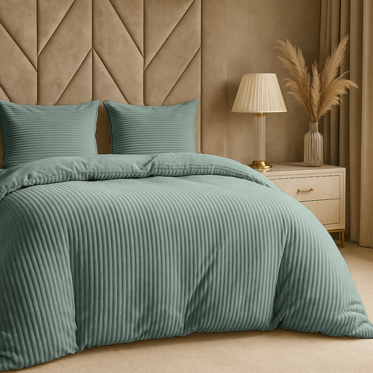 Housse de couette Teddy Rib Vert Jade
