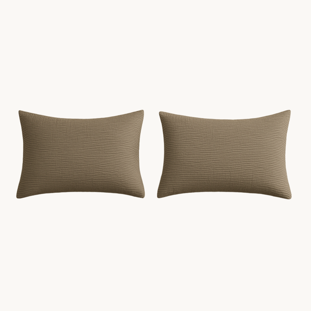 Kussenslopen Micro Mousseline Taupe 60x70cm 2-Pack