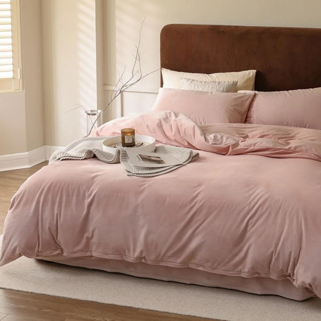 Parure housse de couette - Velours/Velours Rose Rose