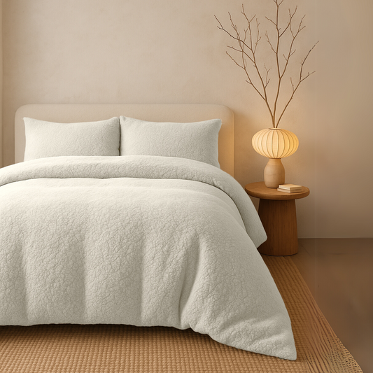 Ensemble housse de couette Teddy Café Glacé Taupe