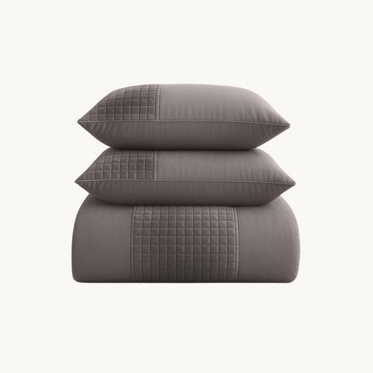 Dekbedovertrek set Velvet Border Iced Coffee Taupe