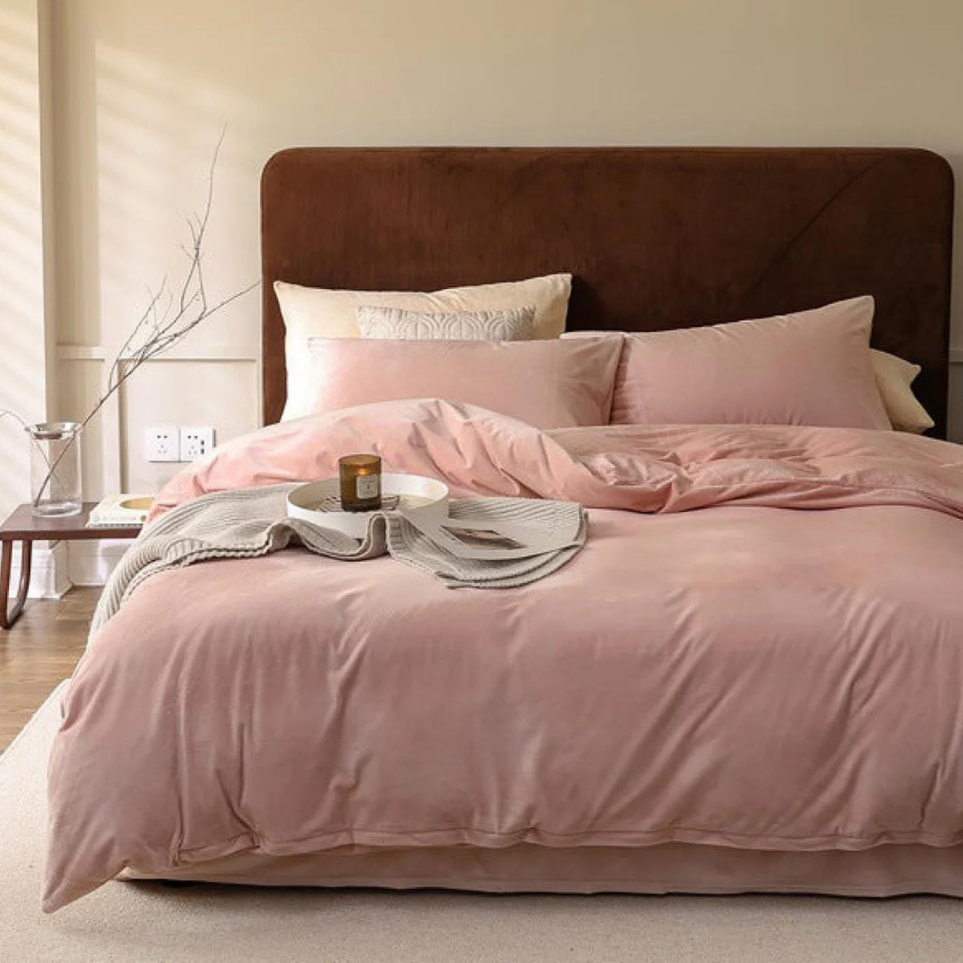 Parure housse de couette - Velours/Velours Rose Rose