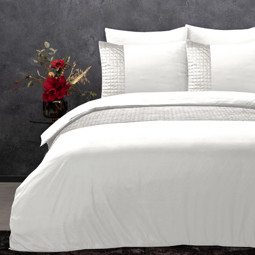 Parure housse de couette Velours/Bordure Velours Blanc