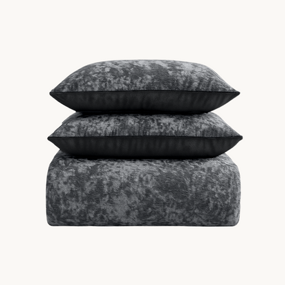 Parure housse de couette - Velours Chenille Anthracite Volcanique